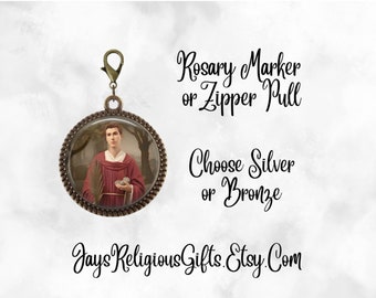 Bronze or Silver - Saint Stephen Rosary Marker - Catholic Patron Saint Zipper Pull for him - Religious Rosary Marker Gift for Men