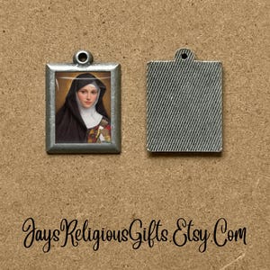 Saint Catherine of Bologna Pewter Necklace Pendant - Catholic Patron Saint Portrait Gift for her - Religious Jewelry Gift for Women