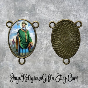 LARGE - Bronze or Silver - Saint Patrick of Ireland Rosary Centerpiece - Catholic Center for Rosaries - Religious Parts for Rosary Beads