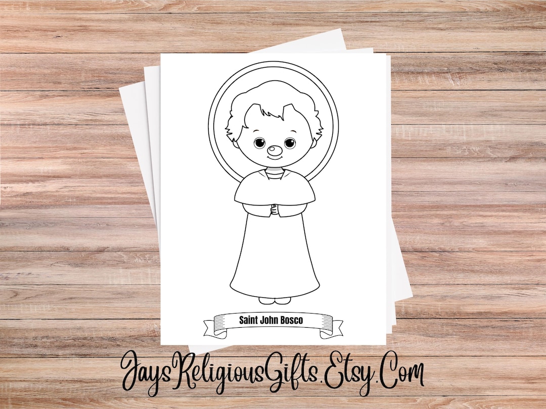 Saint John Bosco Coloring Page for Children - Religious PNG Digital ...