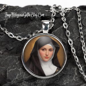 Saint Catherine of Bologna Silver Necklace - Catholic Patron Saint Pendant Gift for her - Religious Saint Photo Jewelry Gift for Women