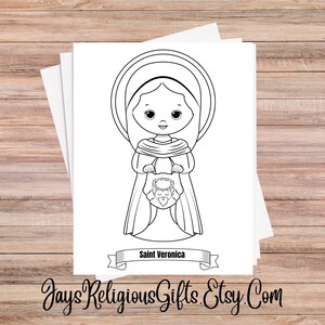 Saint Veronica Coloring Page for Children - Religious Digital Download for Catholic School - Catholic Bible Study Coloring Page for Kids