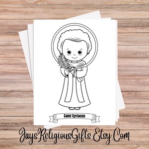Saint Cyriacus Coloring Page for Children - Religious PNG Digital Download for Catholic School - Catholic Bible Study Coloring Page for Kids