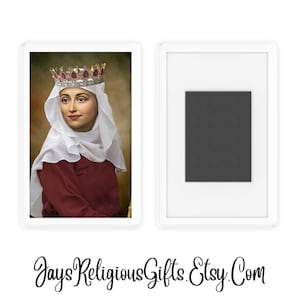 Saint Margaret of Scotland Acrylic Magnet - Religious Picture Gift for her - Portrait Kitchen Fridge Magnet - Catholic Photo Gift for Women