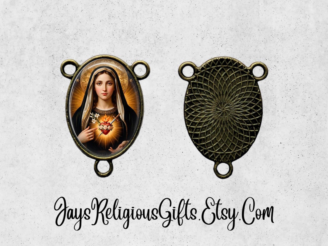LARGE - Bronze or Silver - Immaculate Heart of Mary Rosary Centerpiece ...