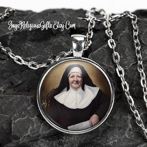 Saint Julie Billiart Silver Necklace - Catholic Patron Saint Pendant Gift for her - Religious Photo Jewelry Gift for Women