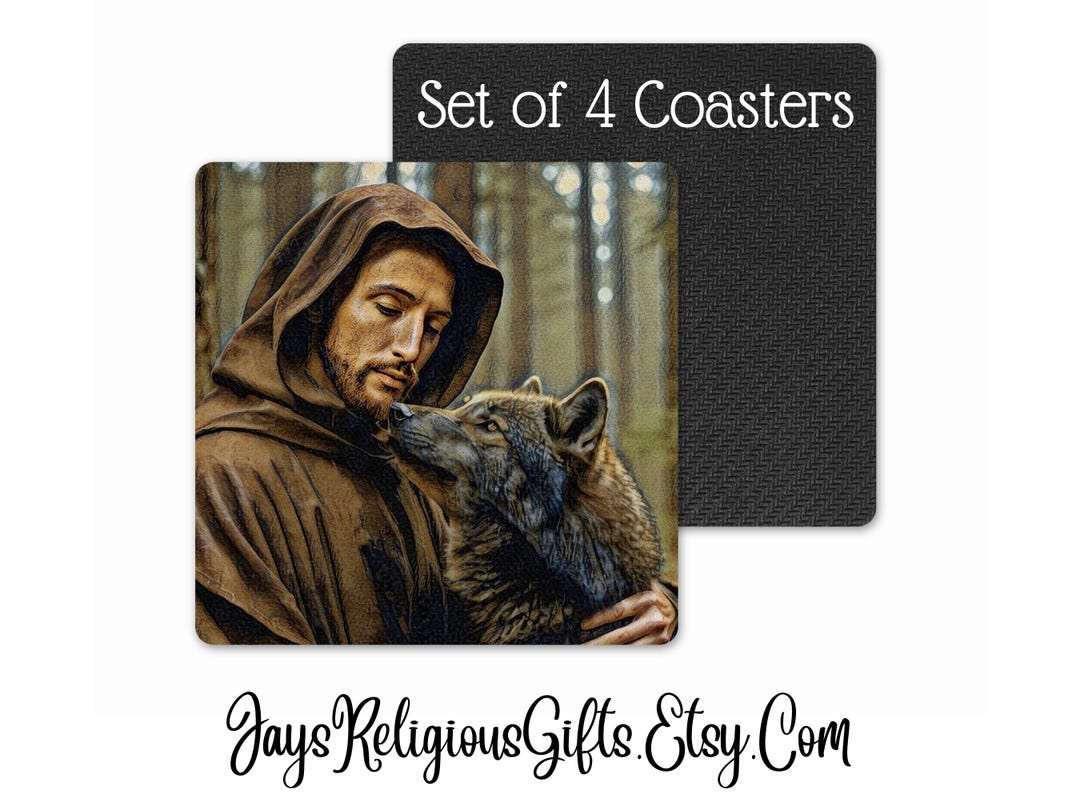 Set of 4 Saint Francis of Assisi Neoprene Coasters - Catholic Coaster ...