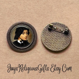 SMALL - Saint Elizabeth Ann Seton Bronze Round Brooch - Catholic Patron Saint Brooch Gift for her - Religious Jewelry Pin Gift for Women