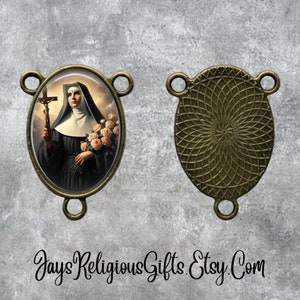 LARGE - Bronze or Silver - Saint Rita of Cascia Rosary Centerpiece - Catholic Center for Rosaries - Religious Parts for Rosary Prayer Beads