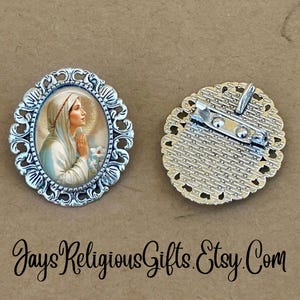 LARGE - Our Lady of Mental Peace Silver Brooch - Religious Jewelry Pin Gift for Women - Catholic Patron Saint Medal Jewelry Gift for her
