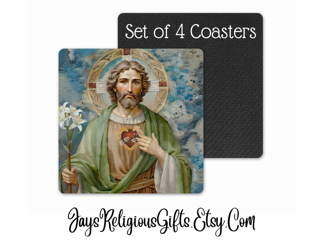Set of 4 Saint Joseph the Worker Neoprene Coasters - Catholic Coaster ...