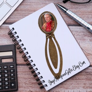 Pope John Paul II Bronze Photo Bookmark - Catholic Patron Saint Bible Study Gift for him - Religious Book Reader Gift for Men