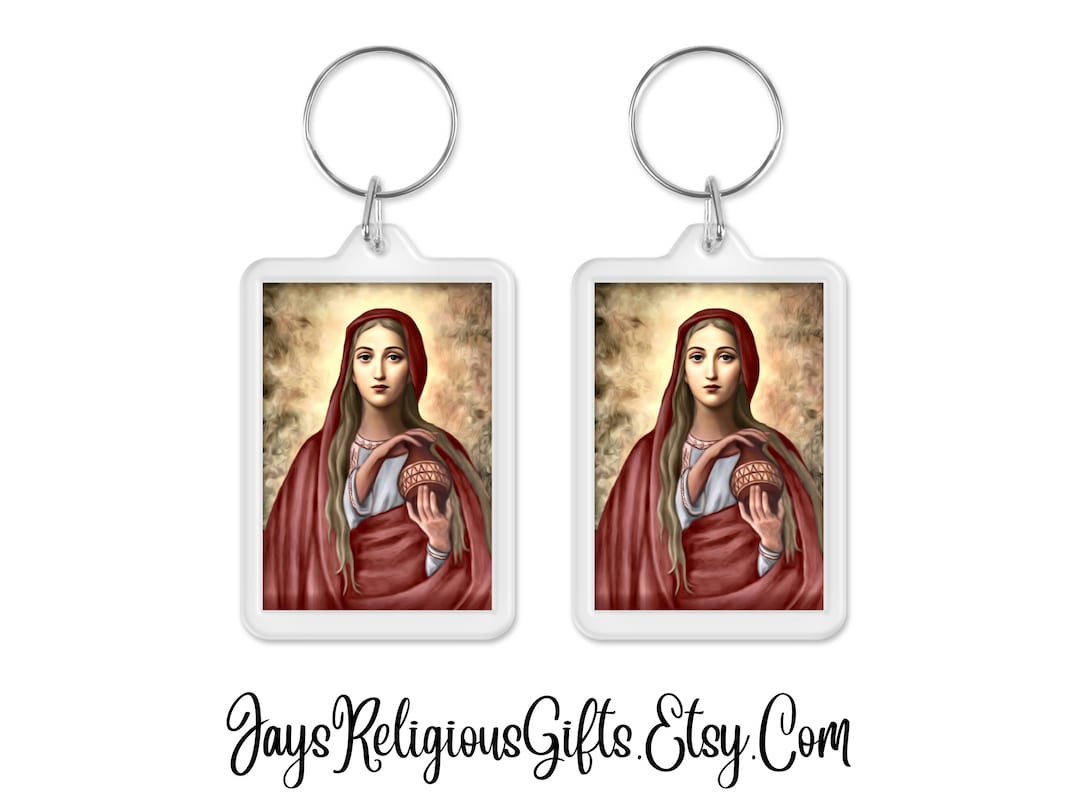 Catholic Keycaps Saint Mary Magdalene Acrylic Keychain - Catholic Key Chain Keyring ...