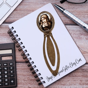Saint Gertrude the Great Bronze Photo Bookmark - Catholic Patron Saint Bible Study Gift for her - Religious Book Reader Gift for Women