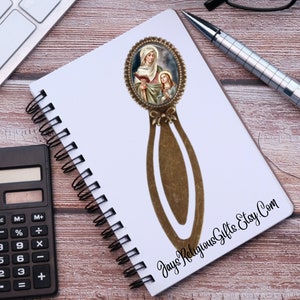 Saint Anne with Child Bronze Photo Bookmark - Catholic Patron Saint Bible Study Gift for her - Religious Book Reader Gift for Women