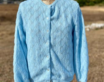 Vintage 60's 70's Light Blue Cardigan - Etsy