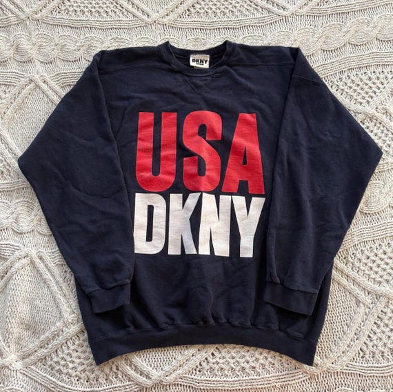 Vintage 90s DKNY Oversized Sweatshirt – USA Logo, Made in Usa, XL