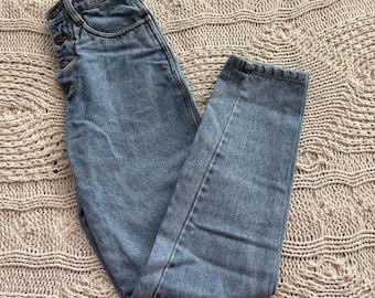 Vintage Rio High-Waist Jeans - 80s Light Wash Denim, Knopfleiste (61cm Taille)