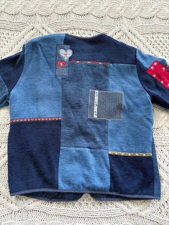 90s Patchwork Jacket - Koret City Blues Cardigan … - image 4