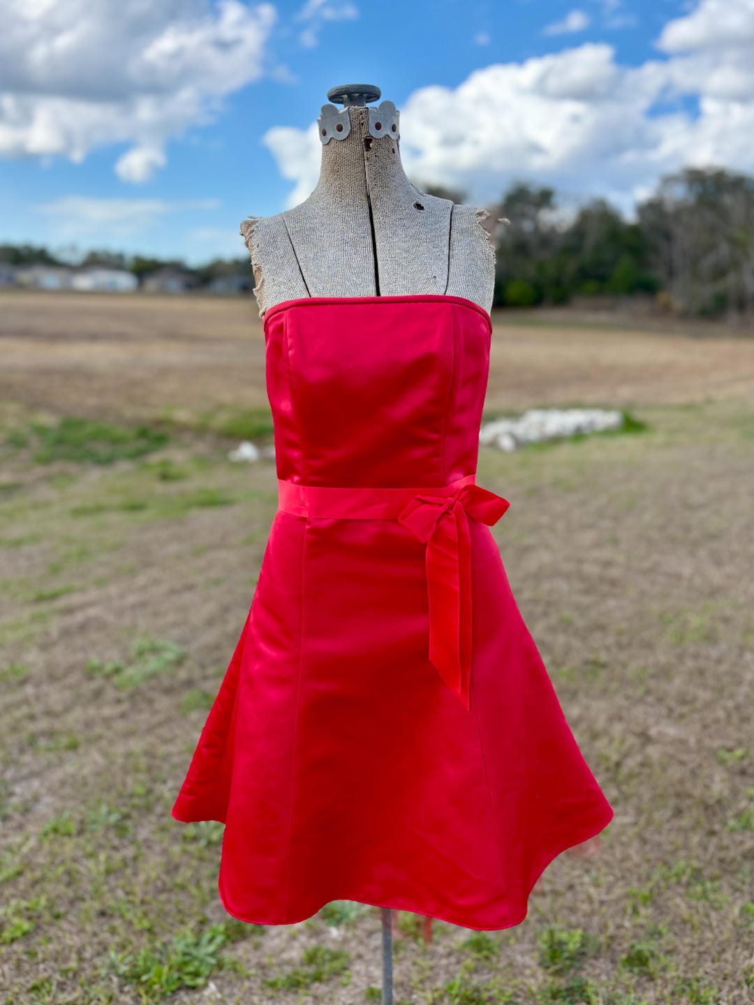 Vintage 1990s Gunne Sax Jessica Mcclintock Red Strapless Dress – Satin ...