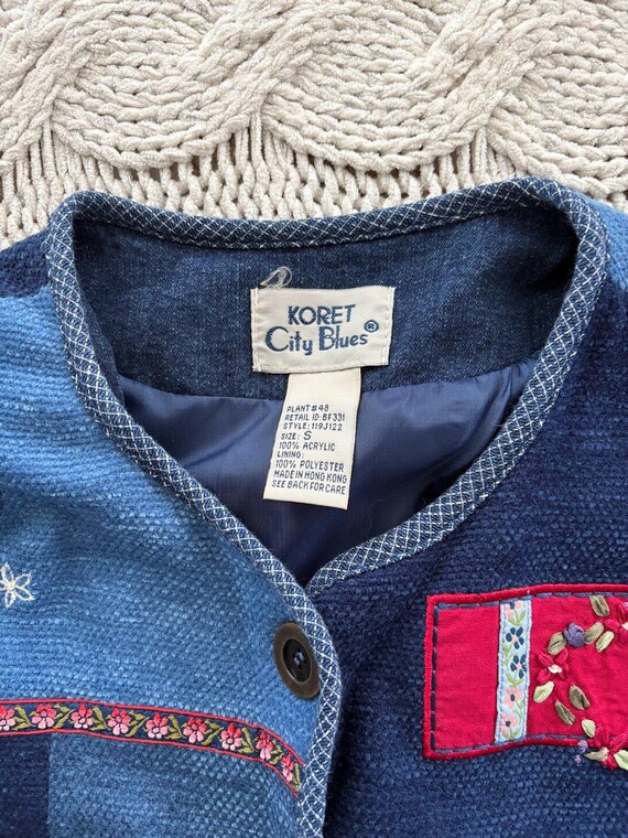 90s Patchwork Jacket - Koret City Blues Cardigan … - image 3