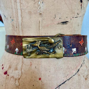 Vintage Adezy Solid Brass Colorado Belt Buckle 1975 Hand Tooled Leather Belt 34 Vintage Adezy Solid Brass Colorado Belt Buckle 1975 Hand  main image 4
