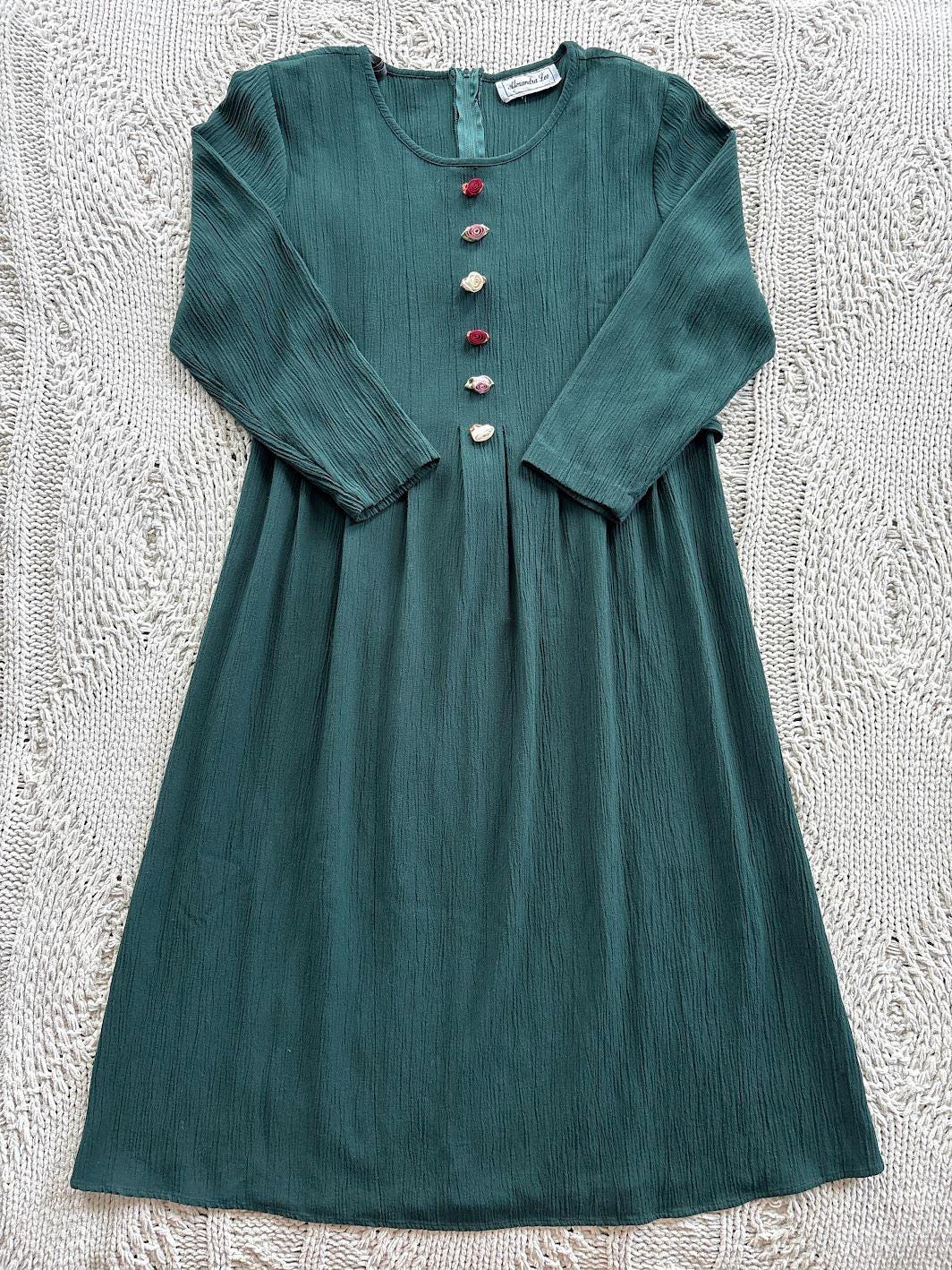 Modest Forest Green Dress - Etsy