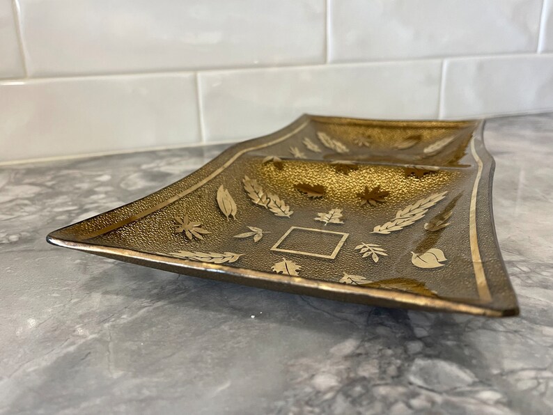 Mid Century Modern Georges Briard Style Glass Serving Tray image 9