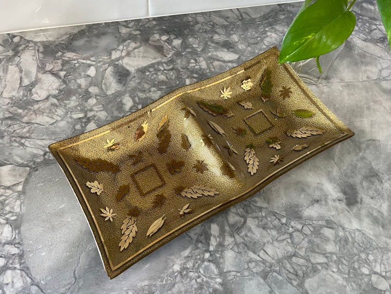 Mid Century Modern Georges Briard Style Glass Serving Tray image 1