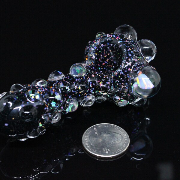 REDUCED PRICE - Black Crushed Opal Glass Pipe (cosmetic flaw)