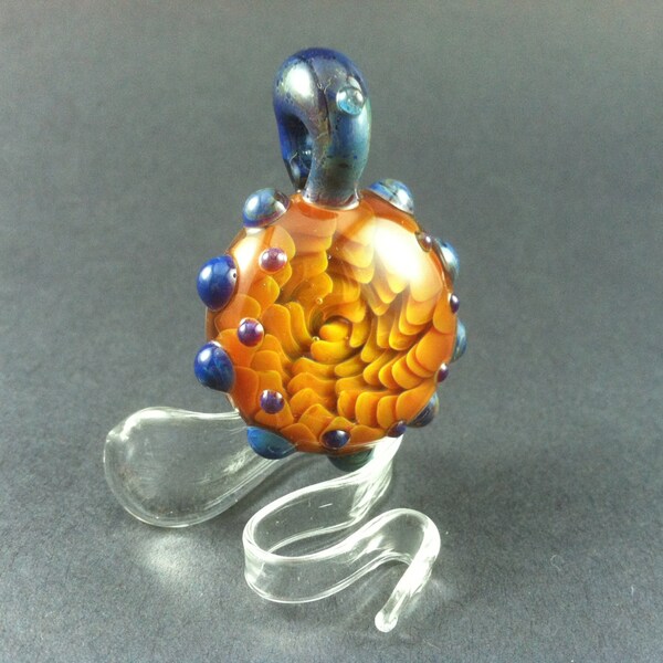 Glass 'Silver Bullet' Implosion Pendant, Blue Moon Dots and Bail