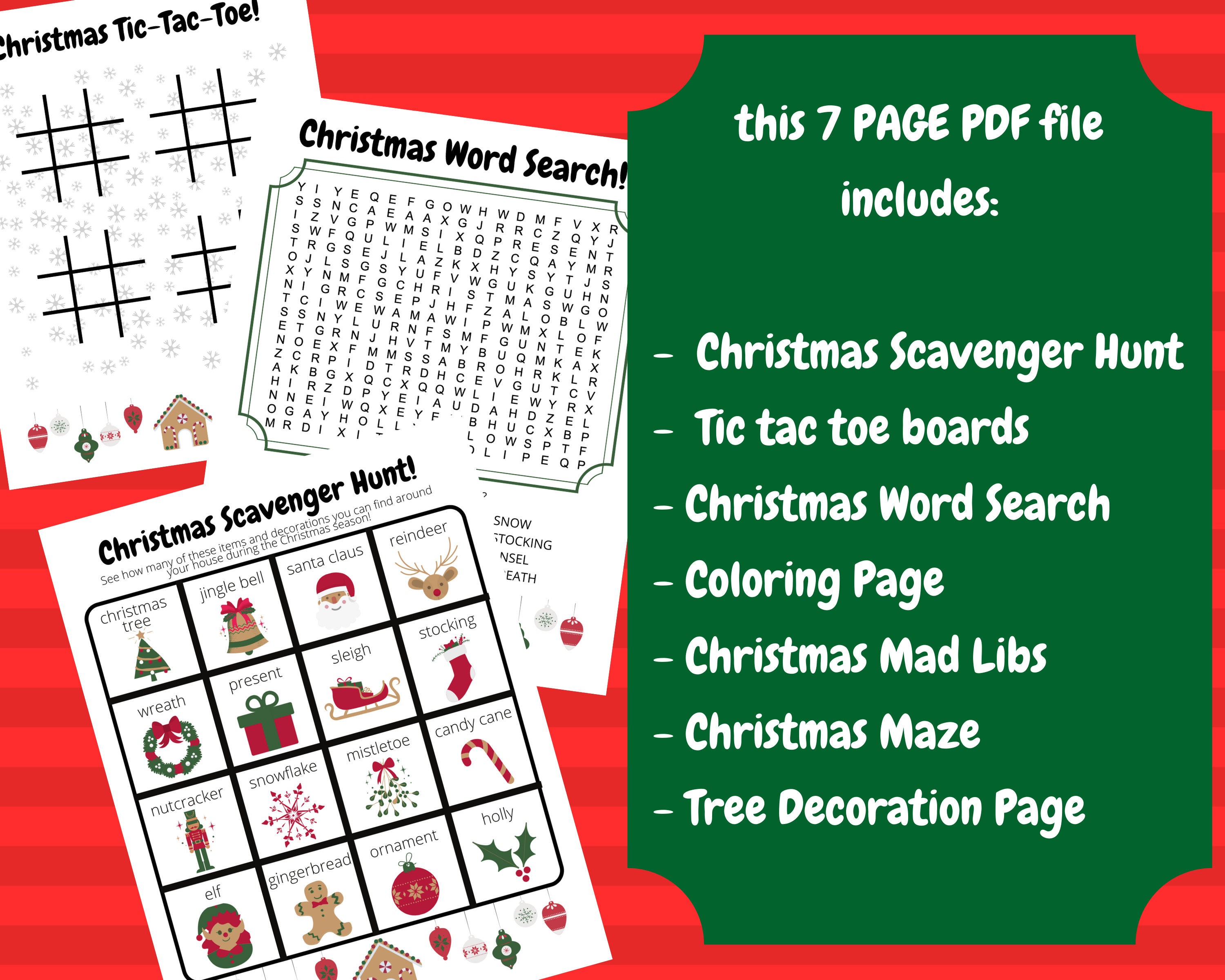 Printable Christmas Games Christmas Kids Games Christmas | Etsy