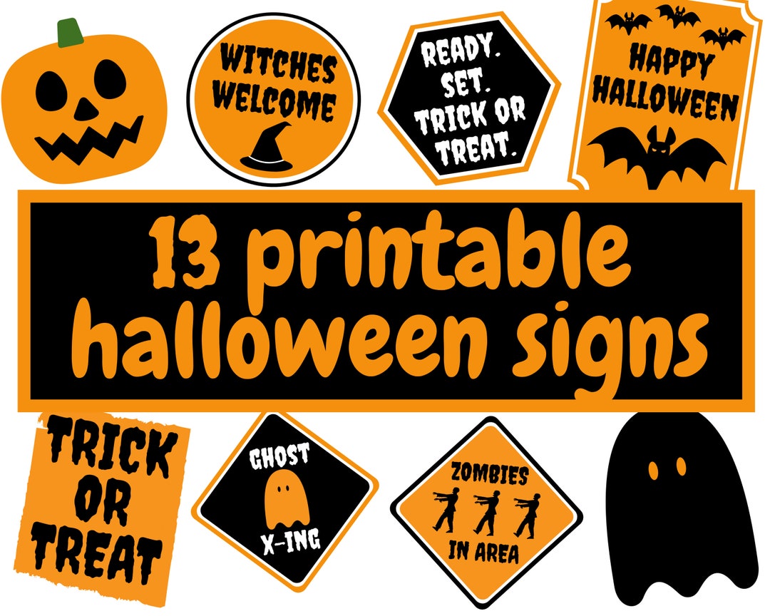 Printable Halloween Signs, Digital Printable Halloween Decor, Halloween ...