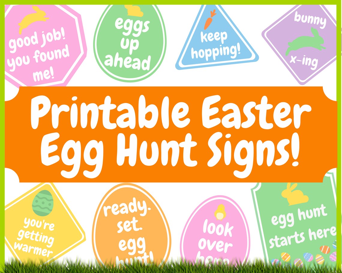 Printable Easter Egg Hunt Signs, Digital Printable Egg Hunt, Easter Egg ...