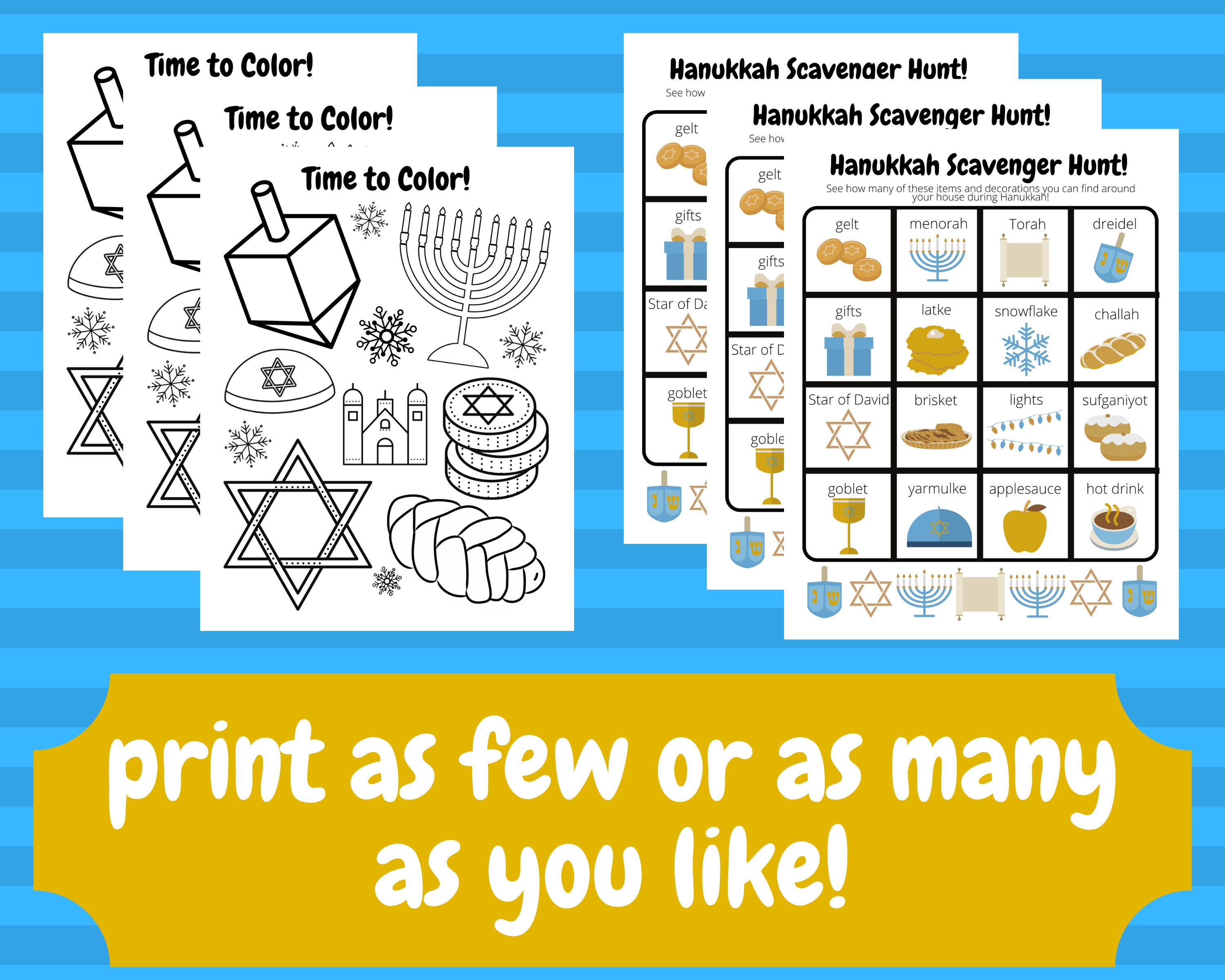 Printable Hanukkah Games, Hanukkah Kids Games, Hanukkah Activity Pack ...