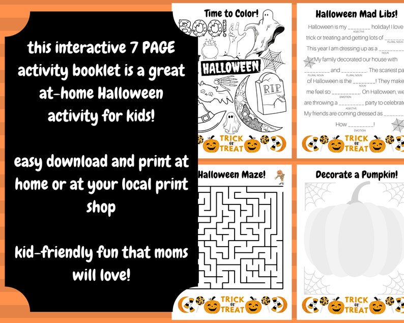 Printable Halloween Games Halloween Kids Games Halloween Activity Pack Kids Coloring Pages Kids Printable Paper Games