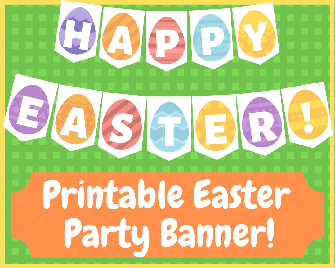Happy Easter Banner Digital Printable, Digital Printable Banner, Happy ...