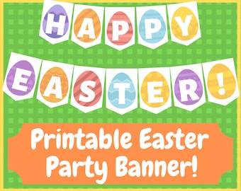 Happy Easter Banner Digital Printable, Digital Printable Banner, Happy Easter Decor, Easter Art, Easter Decorations, Easter Party