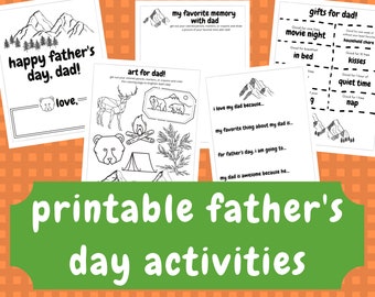 Actividades imprimibles del Día del Padre, Regalo del Día del Padre, Tarjeta del Día del Padre, Página para colorear del Día del Padre, Regalo para papá, Niños imprimibles