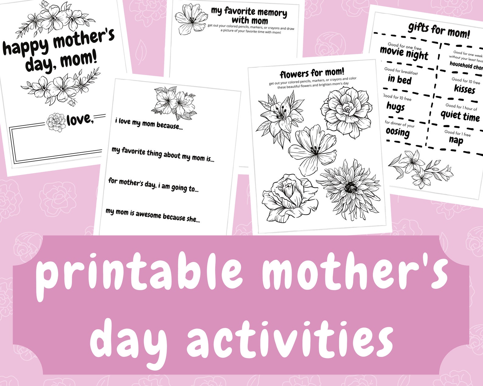 Mother's Day Printable Activities, Mother's Day Gift, Mother's Day Card ...