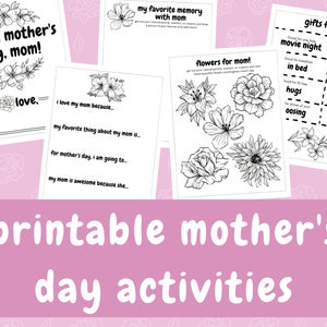 Mother's Day Printable Activities, Mother's Day Gift, Mother's Day Card ...