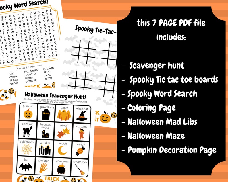 Printable Halloween Games Halloween Kids Games Halloween Activity Pack Kids Coloring Pages Kids Printable Paper Games