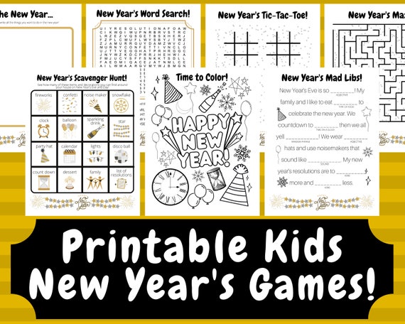 Printable New Year's Games New Year's Eve Kids Games