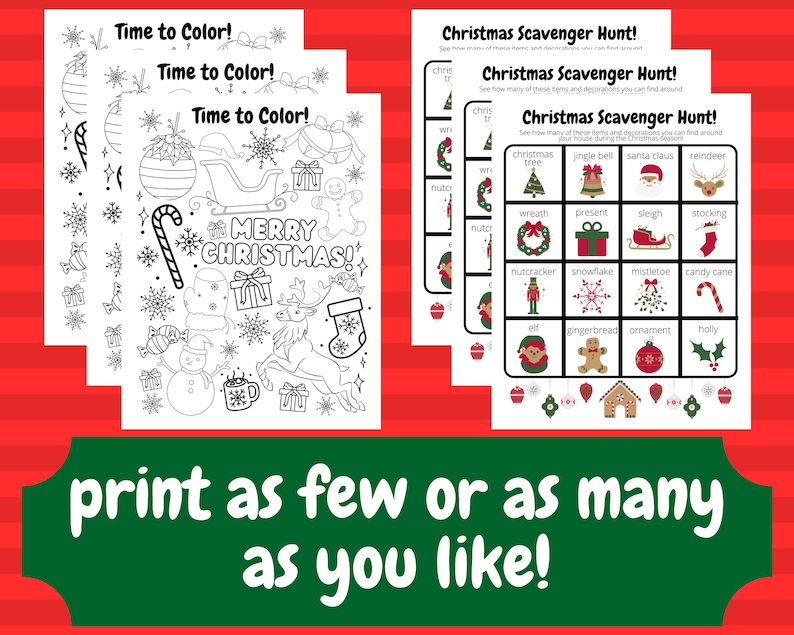 Printable christmas games christmas kids games instant download etsy