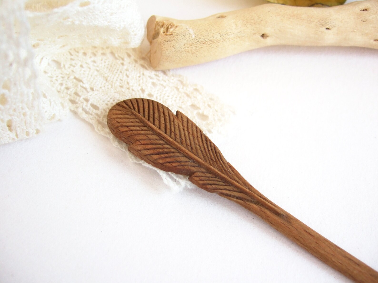 Wooden Hair Pin Bundle Holder Beech Feather Eco Friendly Hair Etsy