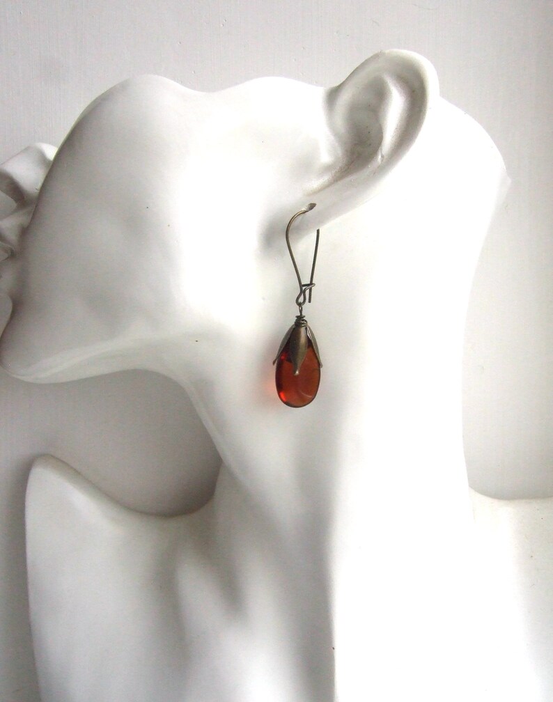 Glass Teardrop Earrings You Pick Color Earrings Dangling Earrings Long Teardrop Earrings Bridesmaids Gift Bronze Drop Glass Earrings Water