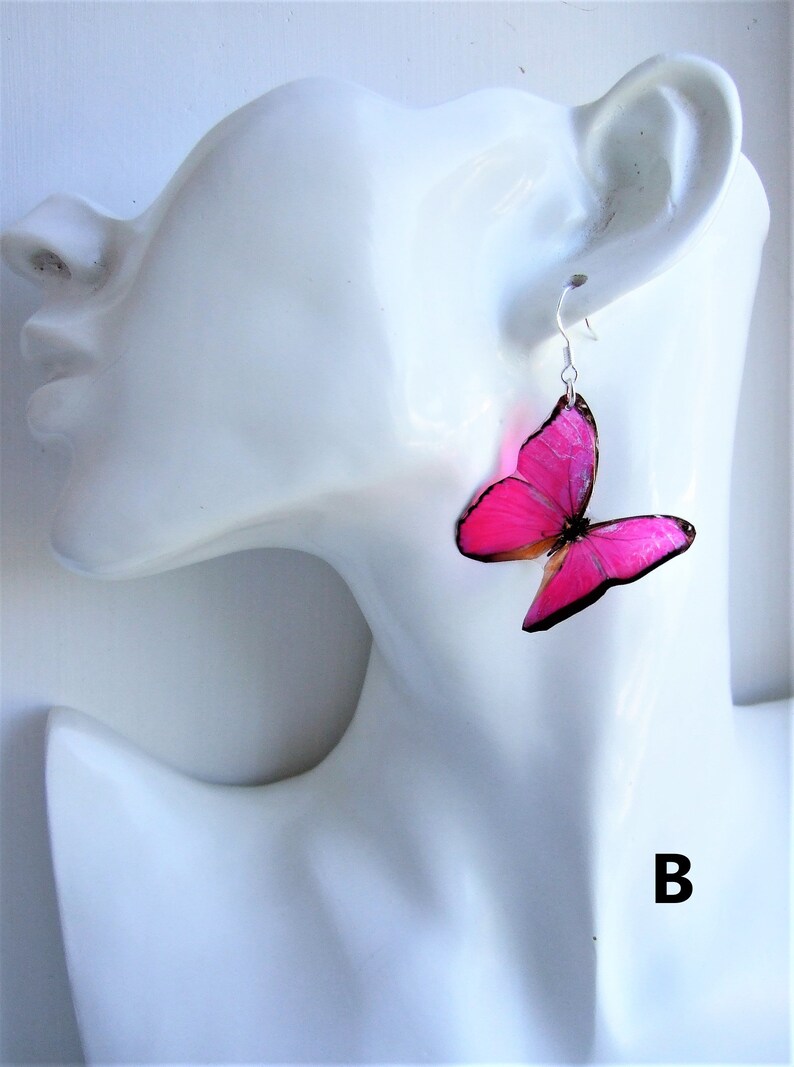 Resin Butterfly Earrings Transparent Earrings Pink Earrings Fluttering Butterflies Earrings Pink Butterfly Earrings Butterfly Jewelry Boho