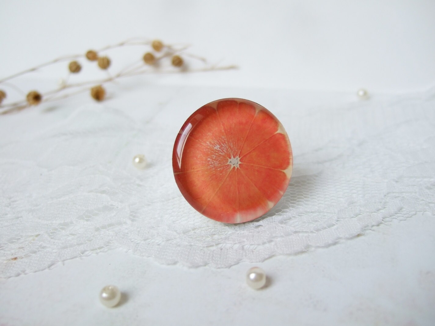 Resin Orange Ring Citrus Ring Fruit Ring Fruit Jewelry Large Etsy