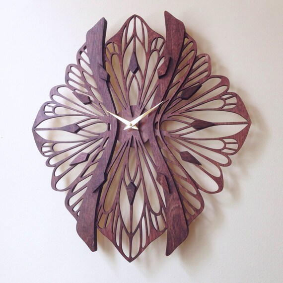 Items similar to Guardian Clock. Modern, Laser cut, Wood, Wall, Art