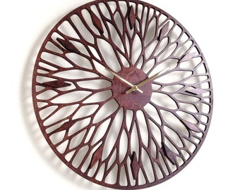 18" Wandering Wall Clock, Large. Laser Cut, Mid Century, Modern, Boho, Unique, Wood, Wall Art, Decor.